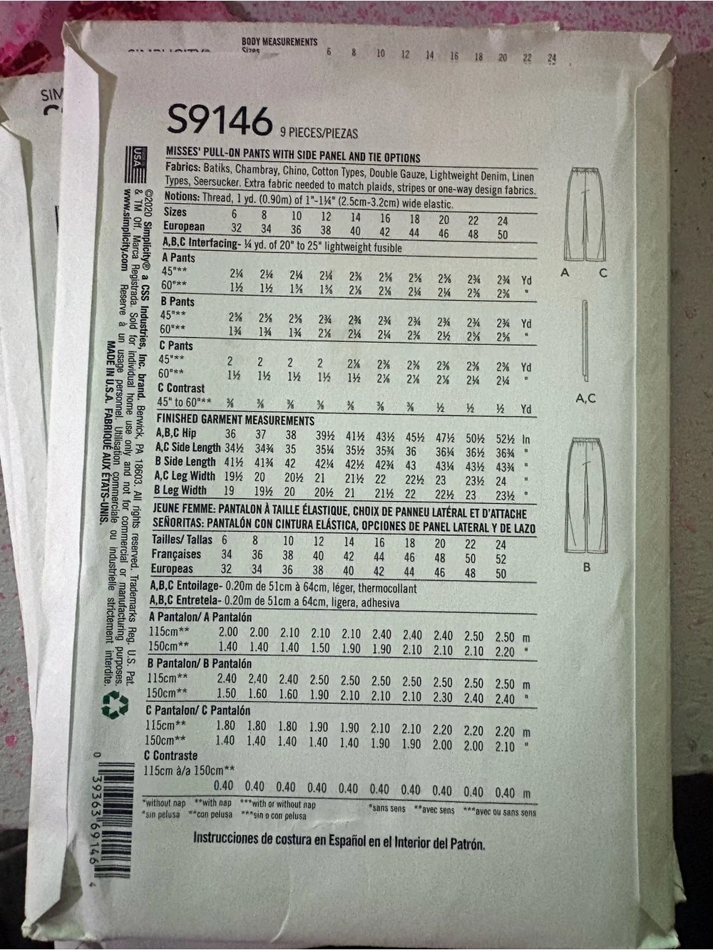 BN UNCUT SIMPLICITY 9046 U5 PLUS SIZE SEWING PATTERNS GOUCHOS PANTS